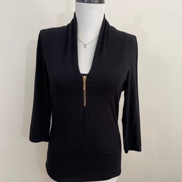 Grace Elements sz sm knit top zipper accent black - Picture 7 of 9